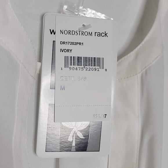 DR2 Sheer Ivory White Medium Front Tie High Low Sleeveless Blouse Top Shirt NEW - Picture 5 of 6